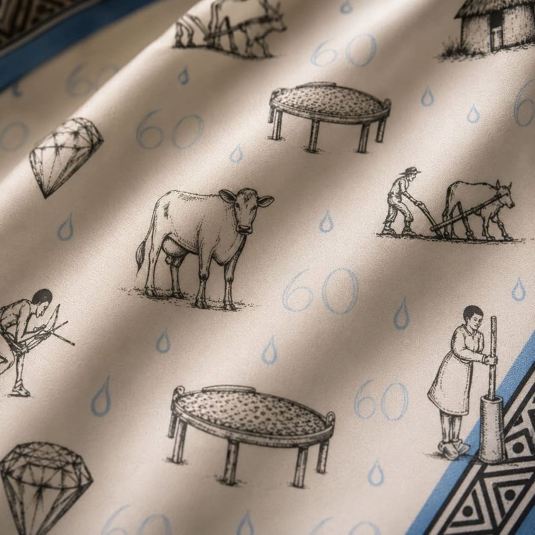 Silk Icon Print Scarf